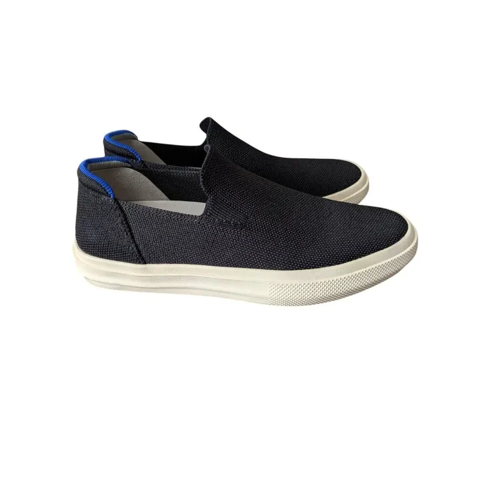Rothys The City Slip On Sneaker Black Knit Shoes Size 7.5 Womens Comfort